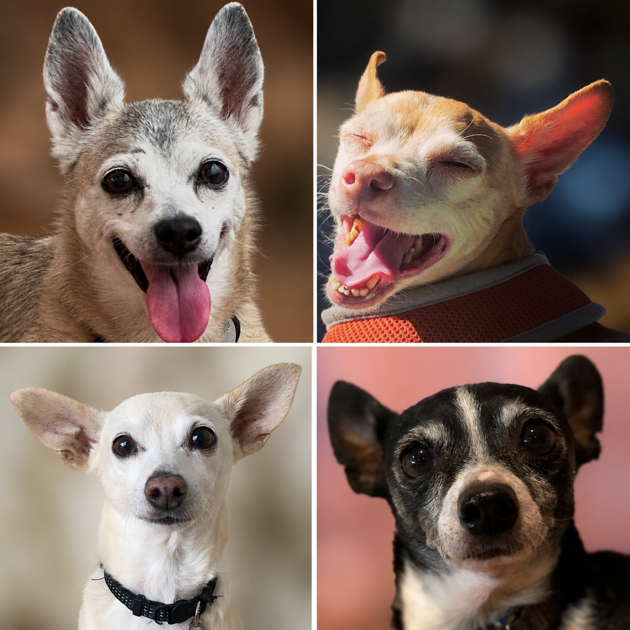 Hannah, Dexter, Bean, and Pete, four rescued Maricopa County street dogs.